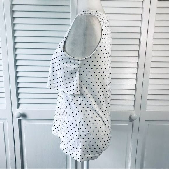 J. CREW White Polka Dot Double Layer Top Size XS