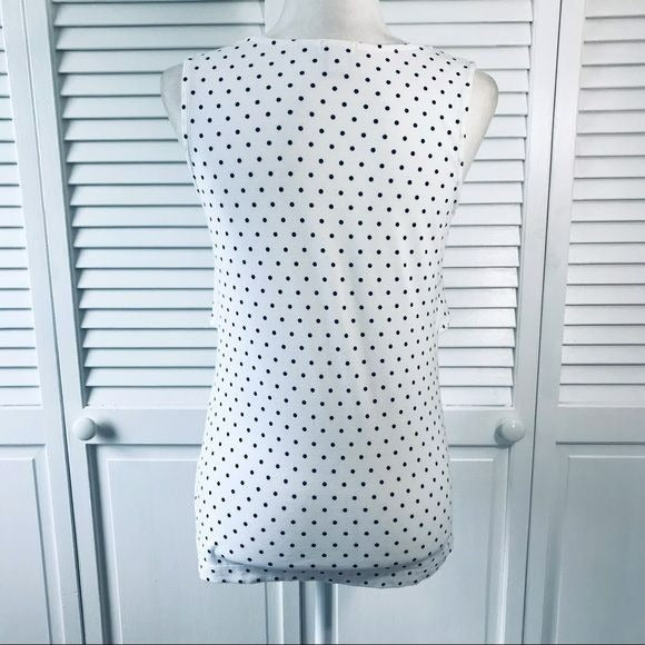 J. CREW White Polka Dot Double Layer Top Size XS