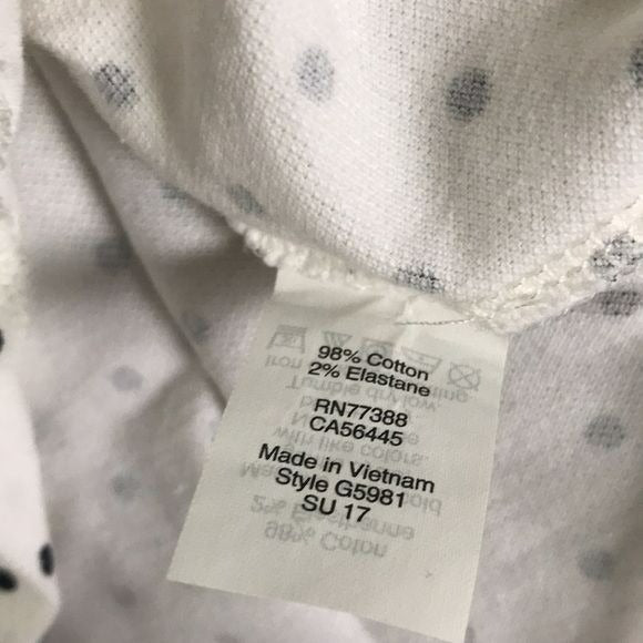 J. CREW White Polka Dot Double Layer Top Size XS