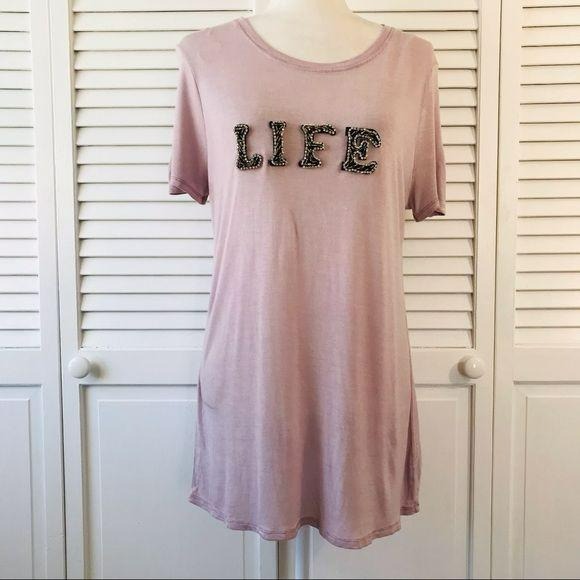 *NEW* FOR THE REPUBLIC Lilac Sheer Short Sleeve Tee Size M