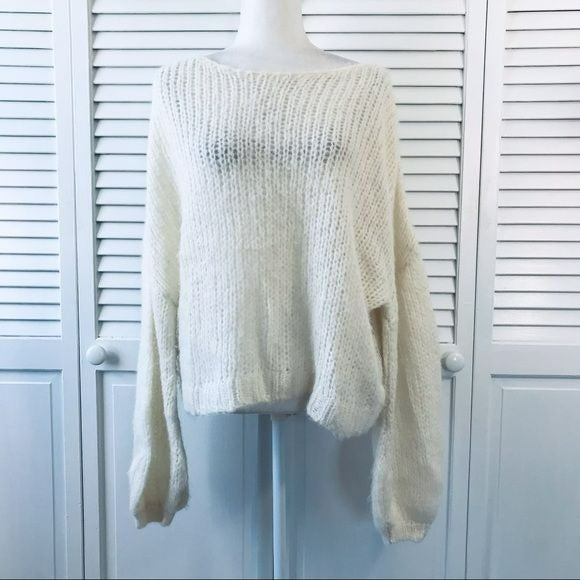 FREE PEOPLE Ivory Moonbeam Alpaca Chunky Knit Sweater Size S