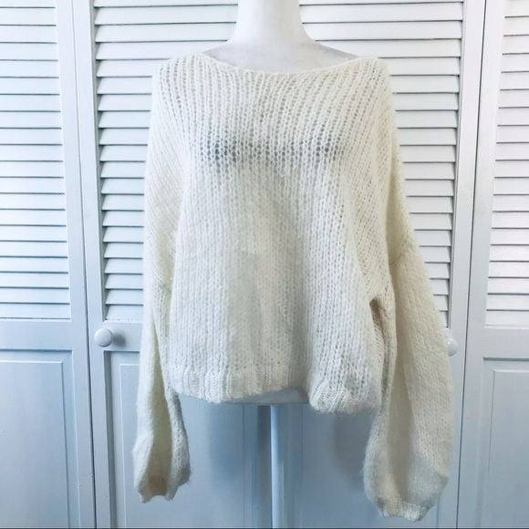 FREE PEOPLE Ivory Moonbeam Alpaca Chunky Knit Sweater Size S
