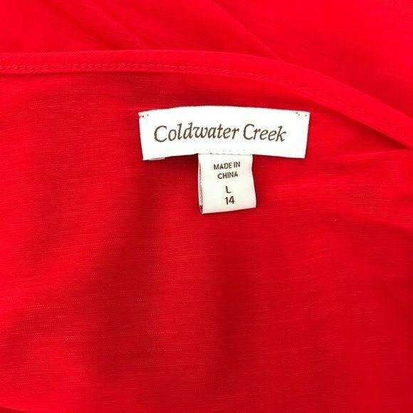 *NEW* COLDWATER CREEK Red Crystal Pleated Top Size L