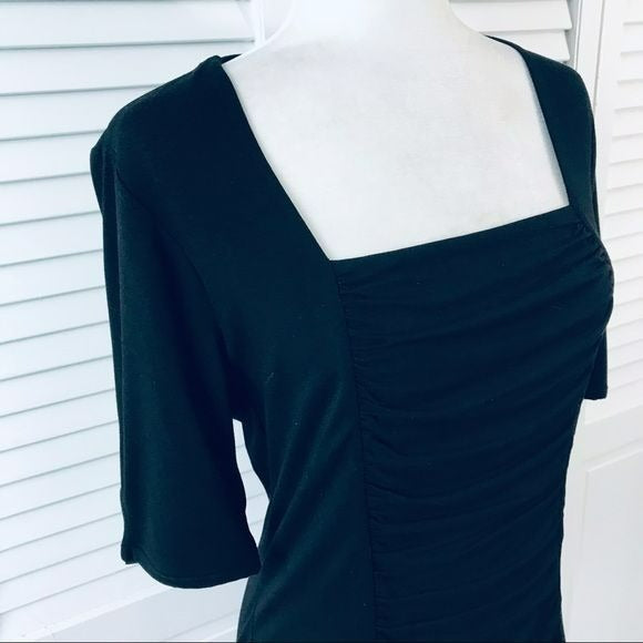 WHITE HOUSE BLACK MARKET Black Square Neckline Shirt