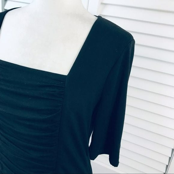 WHITE HOUSE BLACK MARKET Black Square Neckline Shirt
