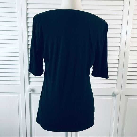 WHITE HOUSE BLACK MARKET Black Square Neckline Shirt