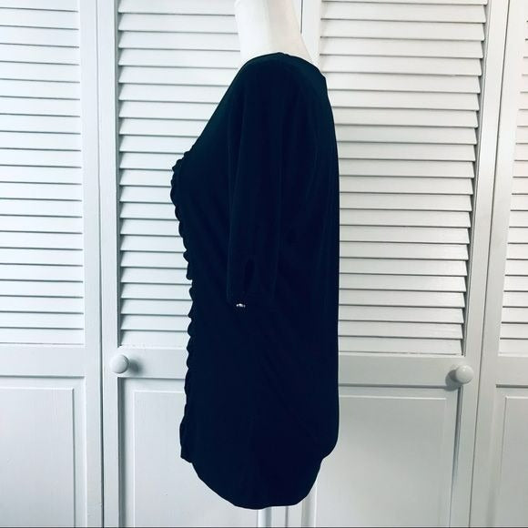 WHITE HOUSE BLACK MARKET Black Square Neckline Shirt
