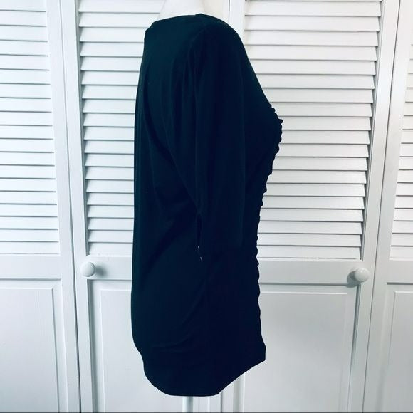 WHITE HOUSE BLACK MARKET Black Square Neckline Shirt