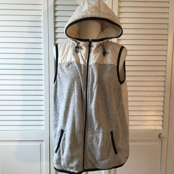 Tommy Hilfiger Gray & Ivory Hooded Vest Size XL