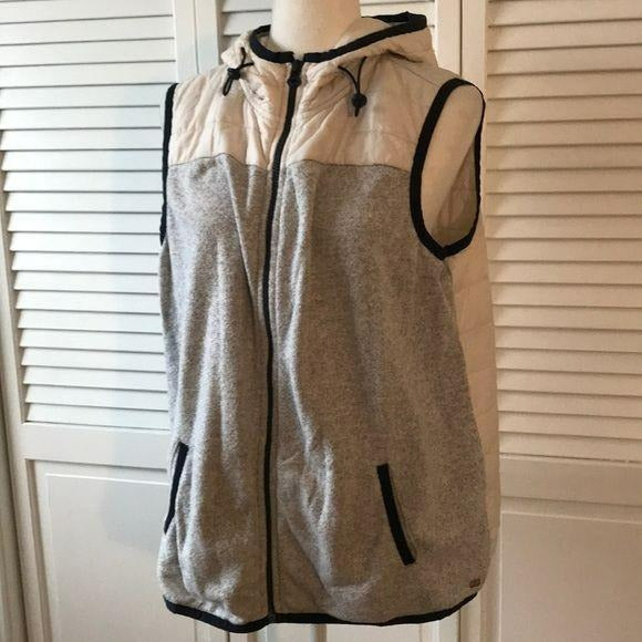 Tommy Hilfiger Gray & Ivory Hooded Vest Size XL