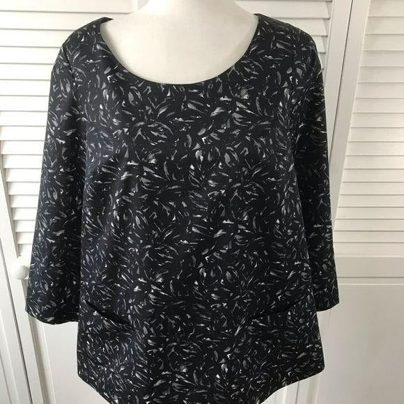 DKNY Black 3/4 Sleeve Blouse Size 10