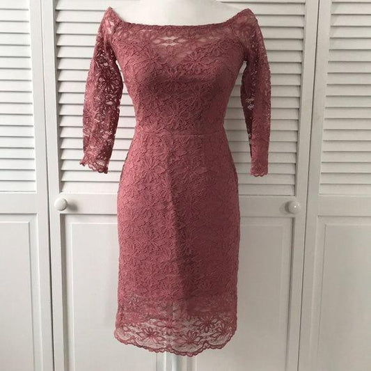 *NEW* Bobi Black Off Shoulder Lace Blush Dress Size S