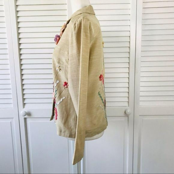 INDIGO MOON Beige Embroidered Blazer