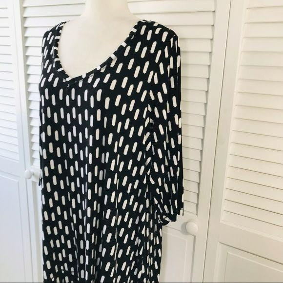 JONES & CO Black White V-Neck Shirt Size 1X