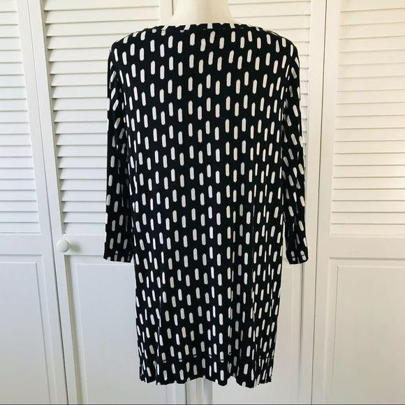 JONES & CO Black White V-Neck Shirt Size 1X
