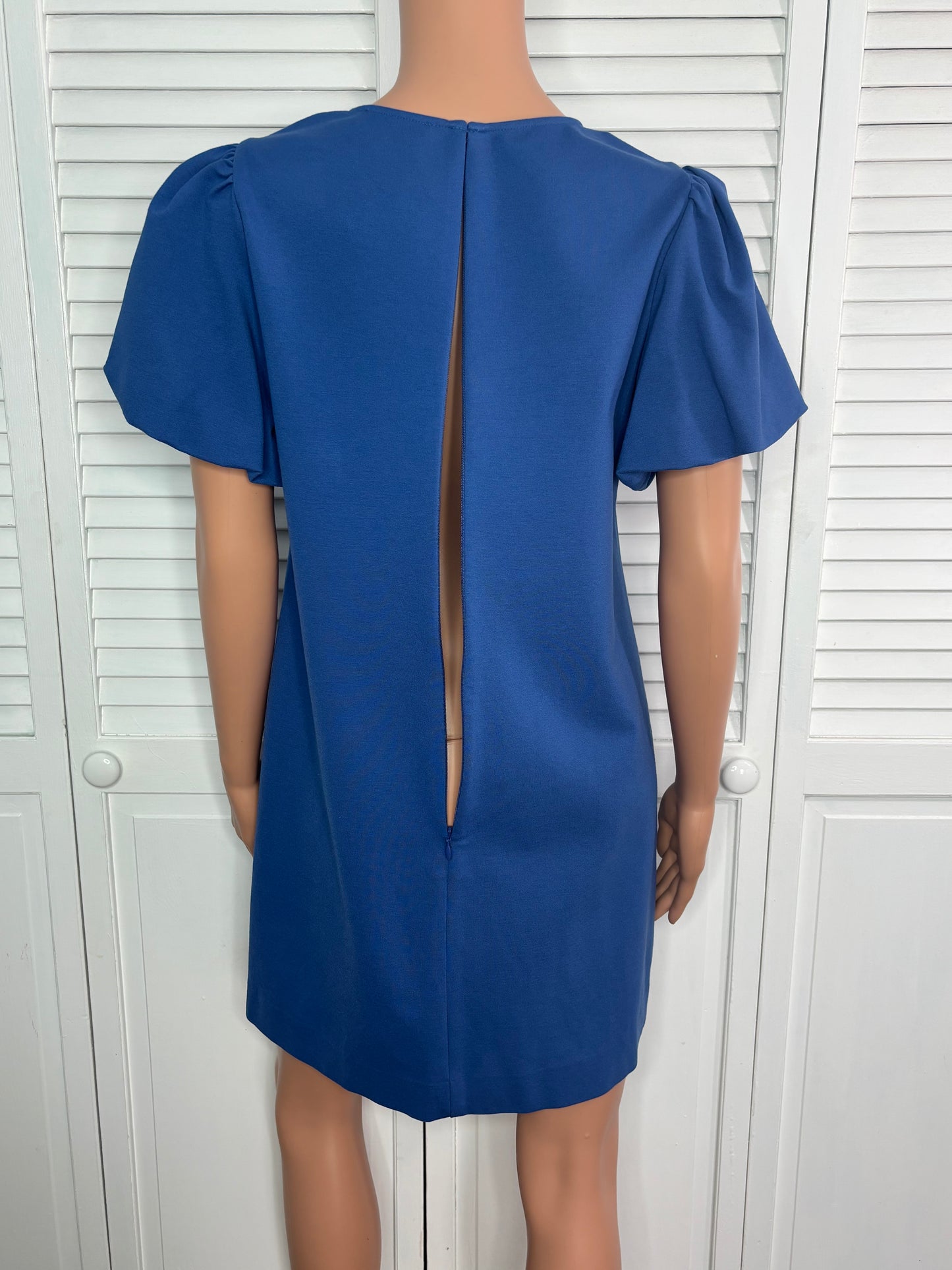 New KATE SPADE Blue Ponte Puff Sleeve Shift Dress Size Small