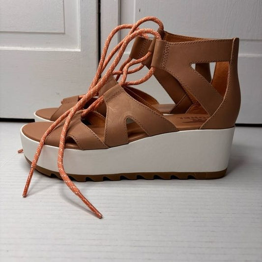 *NEW* SOREL Cameron Flatform Lace-Up Wedge Sandals Size 8.5