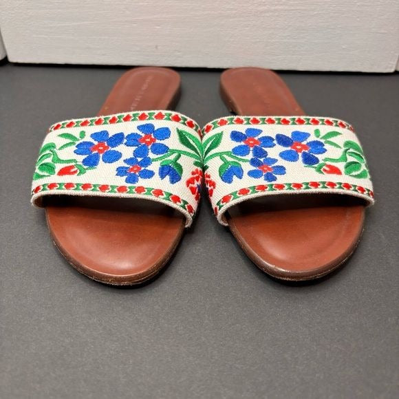 VERONICA BEARD Frida Linen Slide Sandals Size 7.5