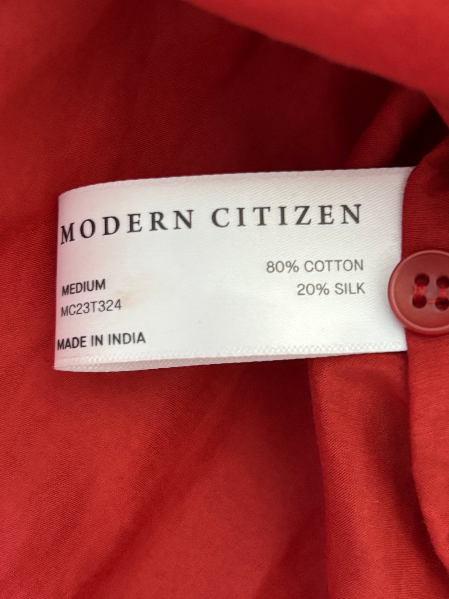 MODERN CITIZEN Kia Tie-Front Cotton Silk Tunic Blouse Size Medium