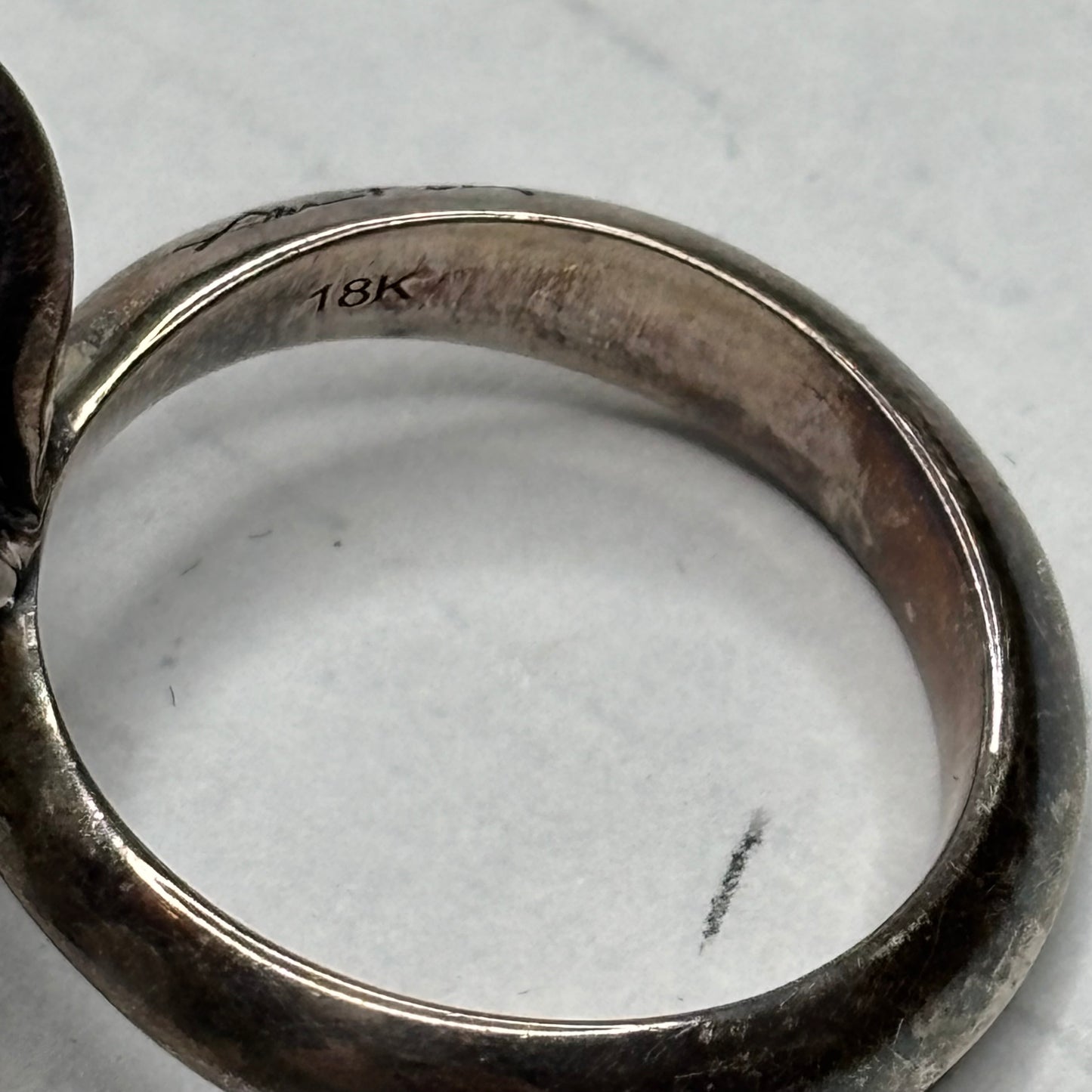 ANN KING 18K Gold Sterling Silver Garnet Flower Ring Size 8