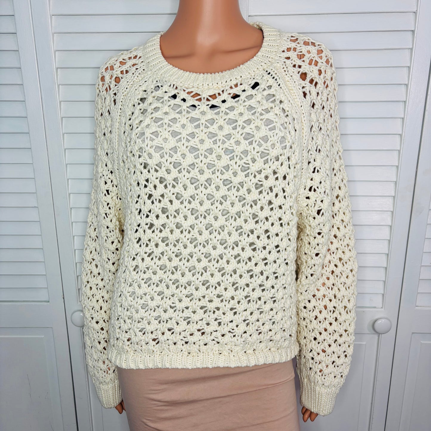 Z SUPPLY Cassian Open Knit Sweater in Sea Salt Size Medium