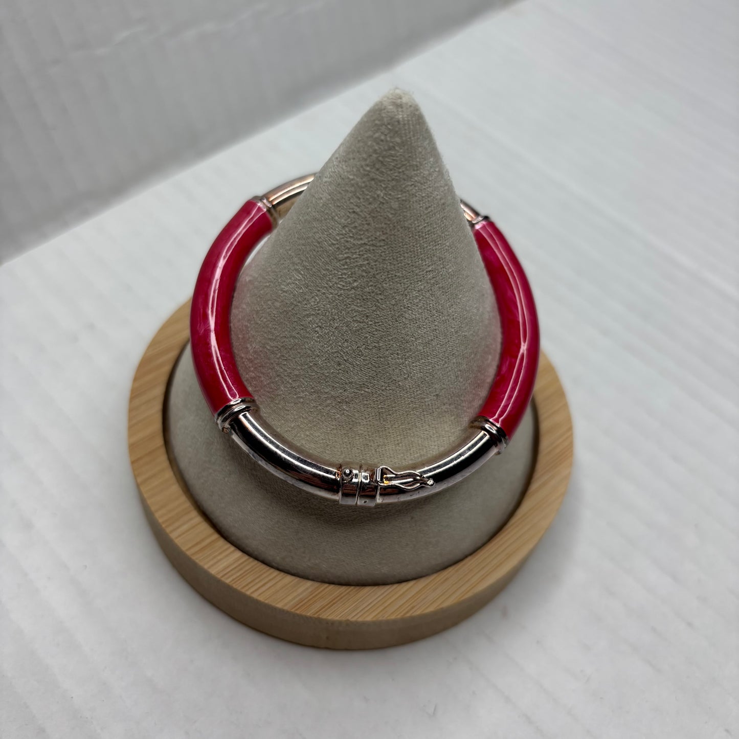 MILOR ITALY Sterling Silver & Pink Resin Bangle Bracelet