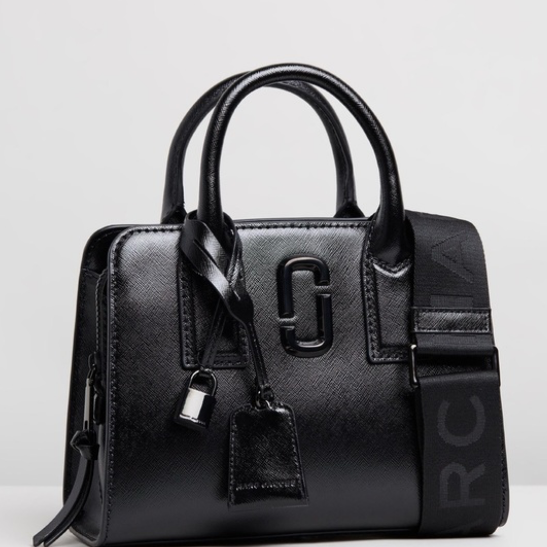 MARC JACOBS Little Big Shot DTM Saffiano Leather Satchel in All Black