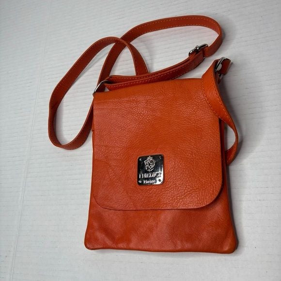 I MEDICI Orange Leather Crossbody Bag