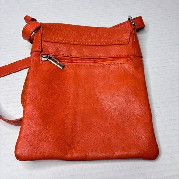 I MEDICI Orange Leather Crossbody Bag