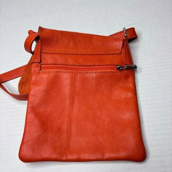 I MEDICI Orange Leather Crossbody Bag