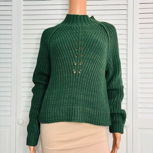 *NEW* ETHYL Green Knit Mock Neck Sweater