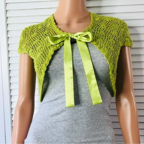 UNIFORM By John Paul Richard Green Crochet Shrug Size M