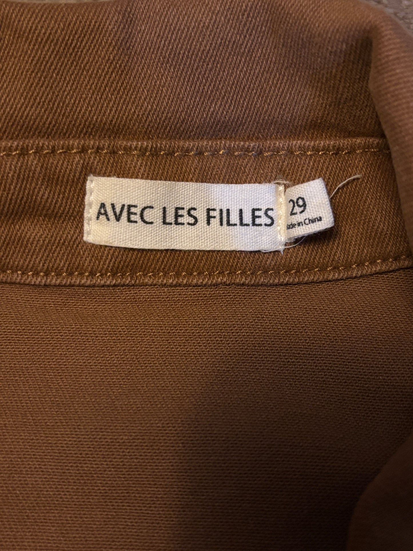 AVEC LES FILLES Brown Sleeveless Twill Utility Romper Size 29