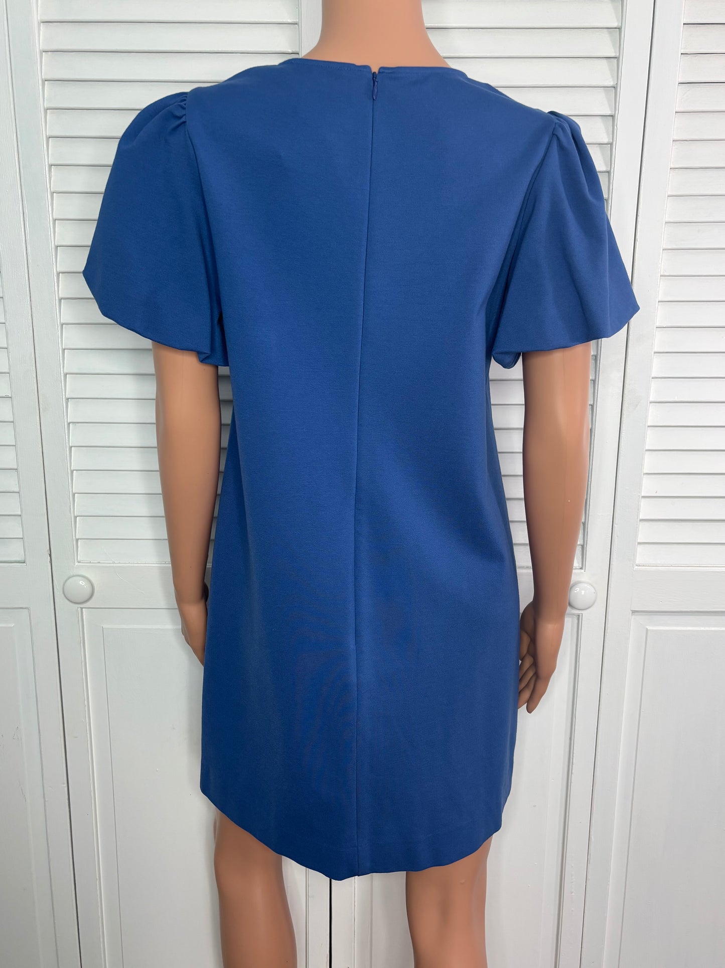 New KATE SPADE Blue Ponte Puff Sleeve Shift Dress Size Small