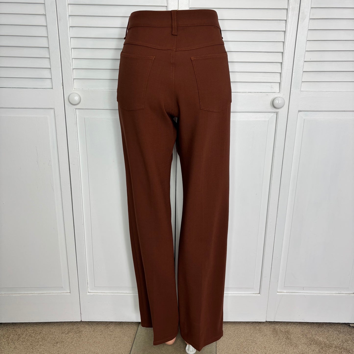 RAG & BONE Brown Jacey High Rise Virgin Wool Straight Leg Trousers Size 6