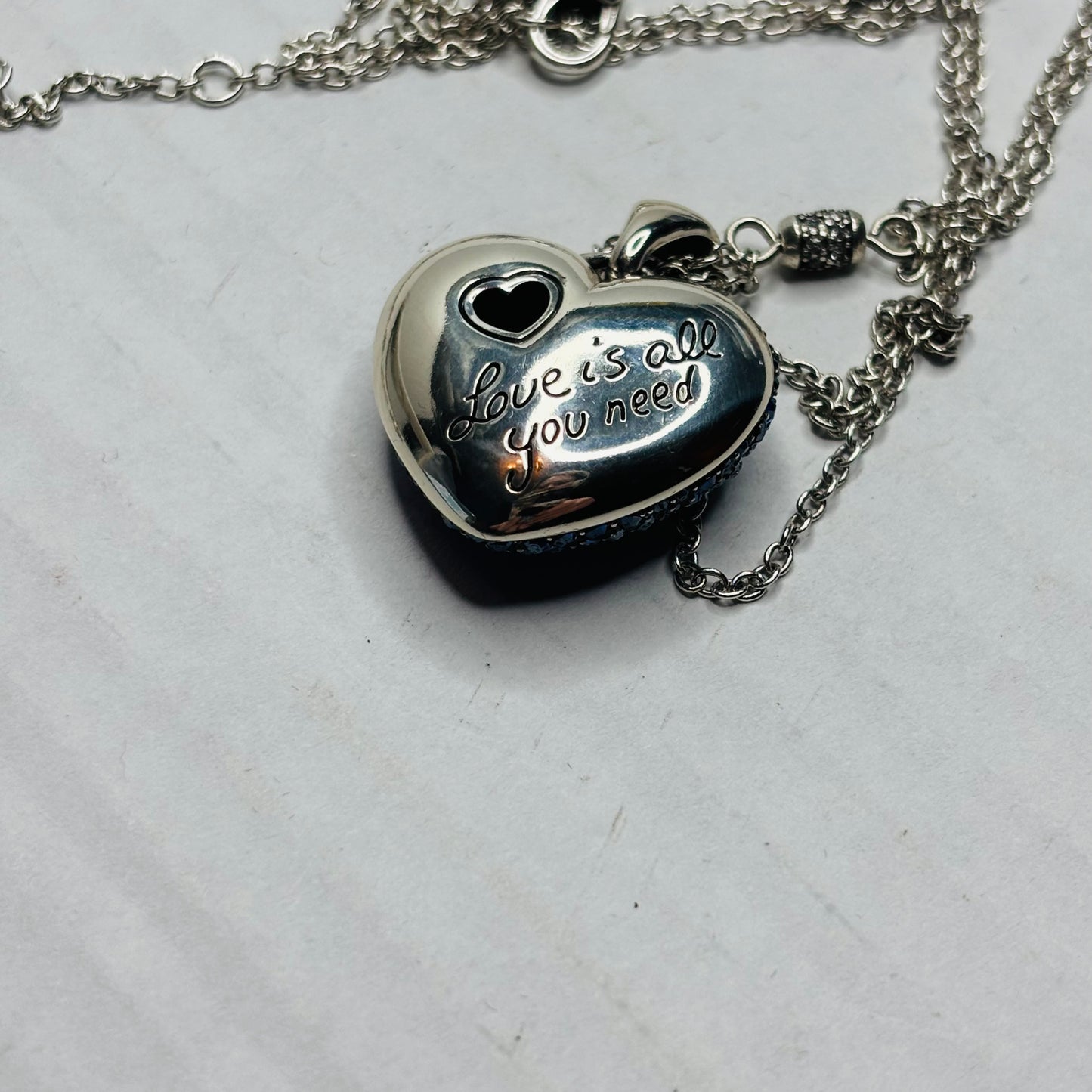 New BRIGHTON Love Is All You Need Blue Ombré Crystal Heart Necklace