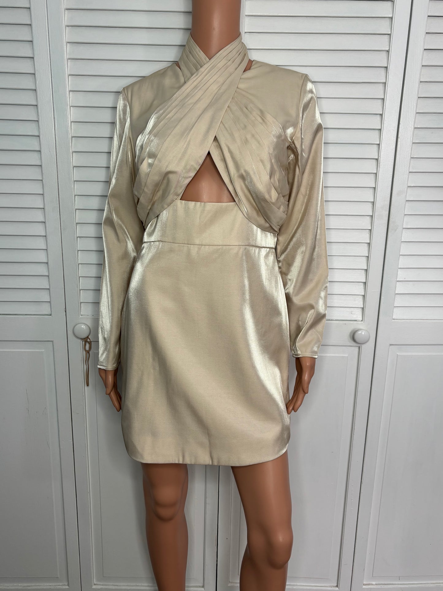 New KEEPSAKE the Label Champagne Emilio Longsleeve Mini Dress Size Small