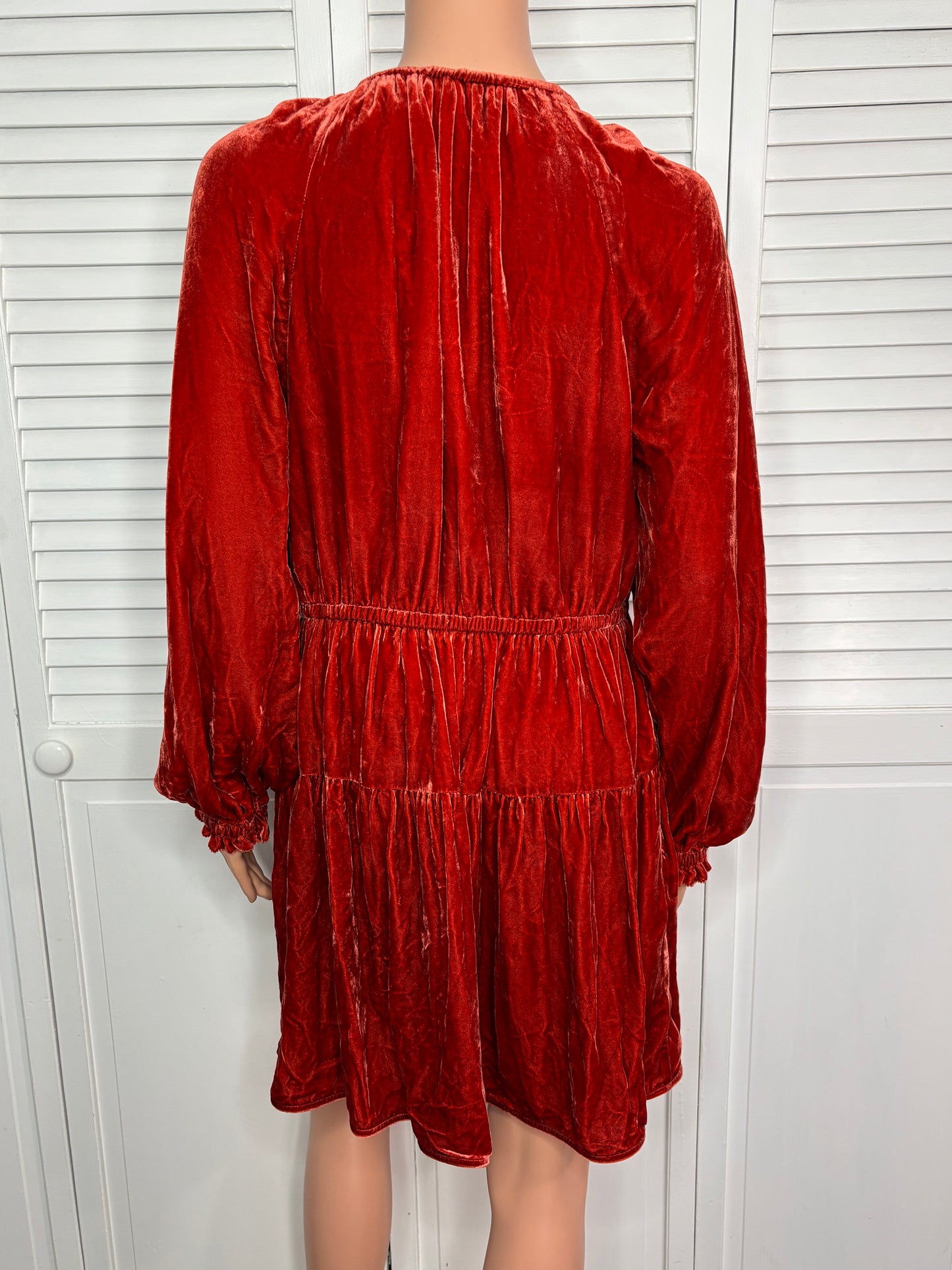 ULLA JOHNSON Zariah Silk Velvet Mini Dress in Rust Size 10