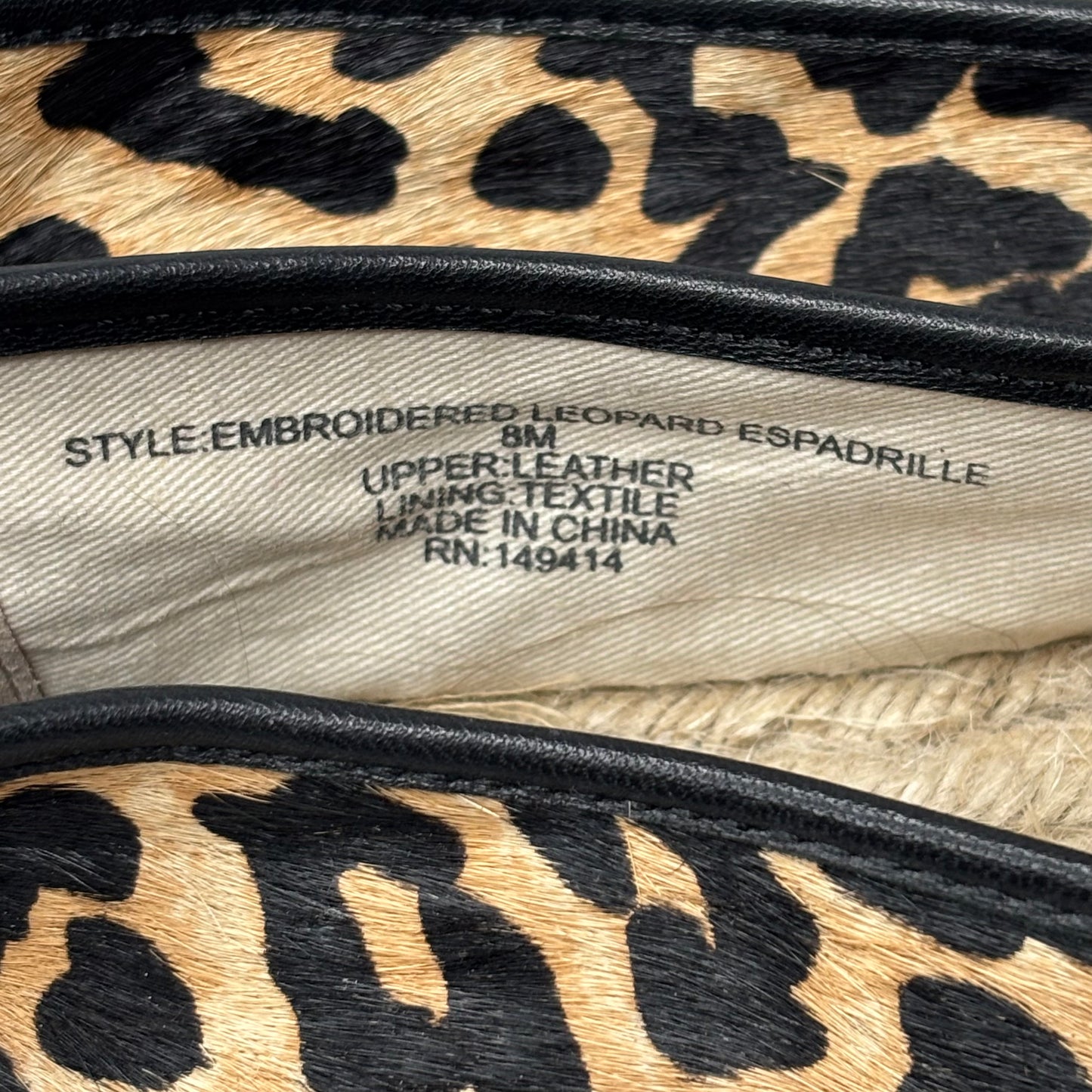 Johnny Was Embroidered Leopard Print Slip-On Espadrilles Size 8