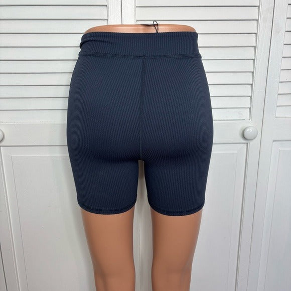 New FOR LOVE & LEMONS Chloe Ribbed Biker Shorts in Midnight Blue Size XXS