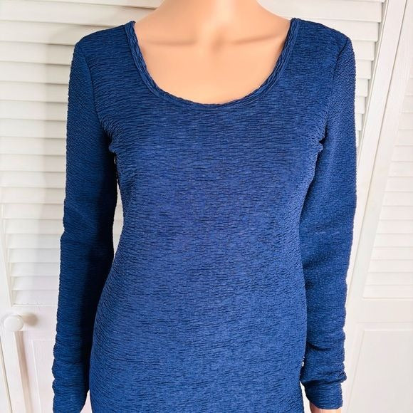 BCBGENERATION Royal Blue Textured Long Sleeve Mini Dress Size Small