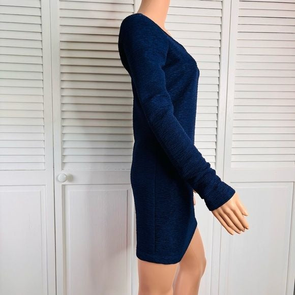 BCBGENERATION Royal Blue Textured Long Sleeve Mini Dress Size Small