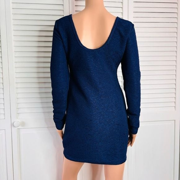 BCBGENERATION Royal Blue Textured Long Sleeve Mini Dress Size Small