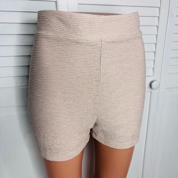 NEW RUMER Beige High Rise Striped Shorts Size Medium