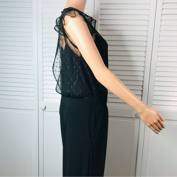 JULIA JORDAN Black Illusion Neck Wide Leg Jumpsuit Size 6