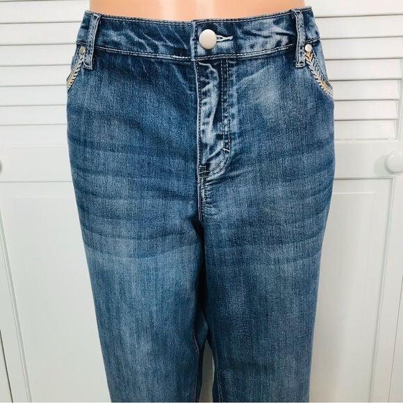 *NEW* CJ BANKS Blue Shaped Fit Mid-Rise Crop Jeans Size 14W