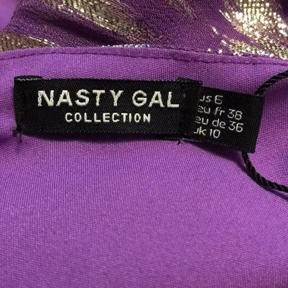 NASTY GAL Purple Zebra Jacquared Metallic Mini Dress Size 6 *NEW*