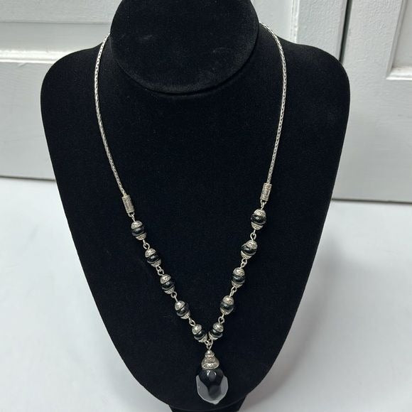 *NEW* BRIGHTON Black Beaded Silver Chain Necklace