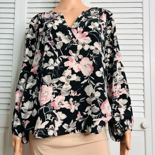 JOIE Odelette Silk Floral Print V-Neck Blouse Size Small