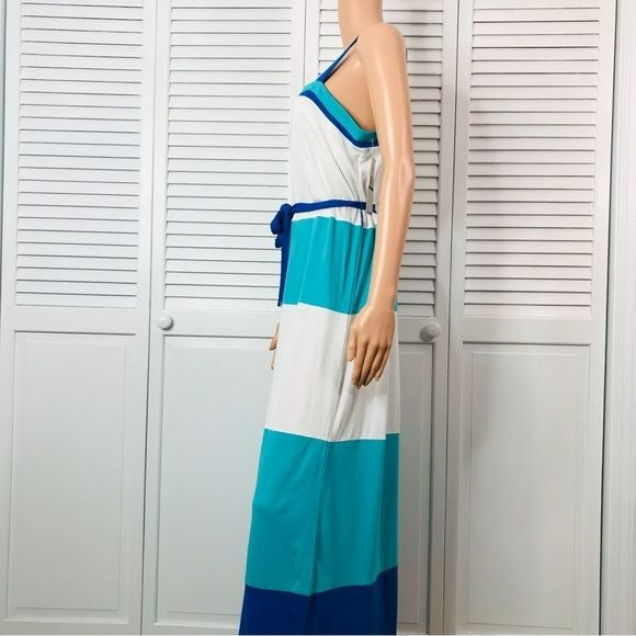 TOMMY HILFIGER Ceramic Multi Seasonal Belted Maxi Dress Size L *NEW*